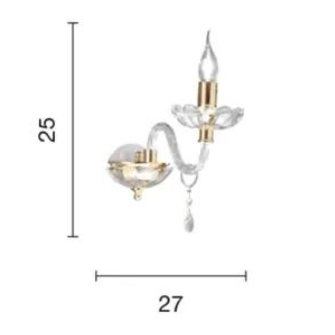 Applique in cristallo 1 luce con parti metalliche oro art BRIGIDA/AP1