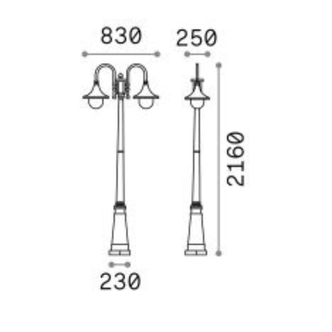 Palo alto da esterno 2 luci E27 art CIMA