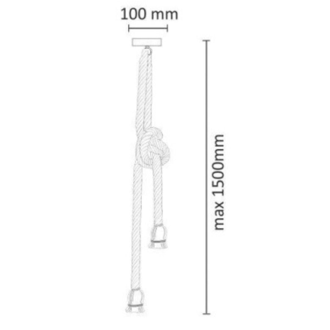 Sospensione in corda di canapa 2 luci E27 stile industrial country art ROPE-S2