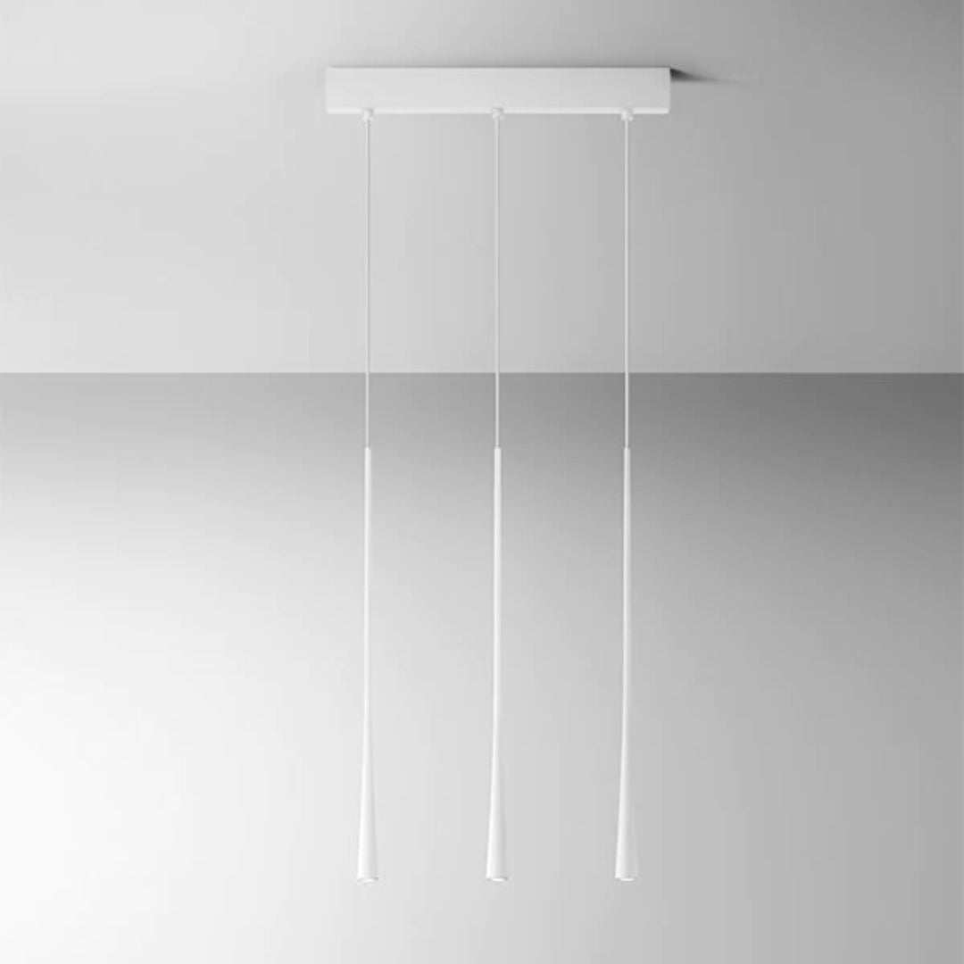 Sospensione conetto in metallo 3 luci led su barra lineare da 60cm art. DAFNE S3P
