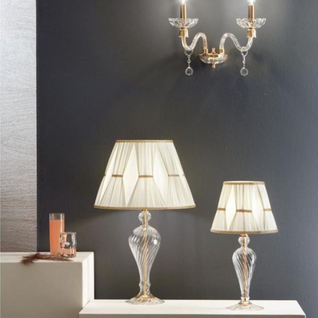 Lume grande in vetro soffiato e parti metalliche oro art ROXANNE/LG