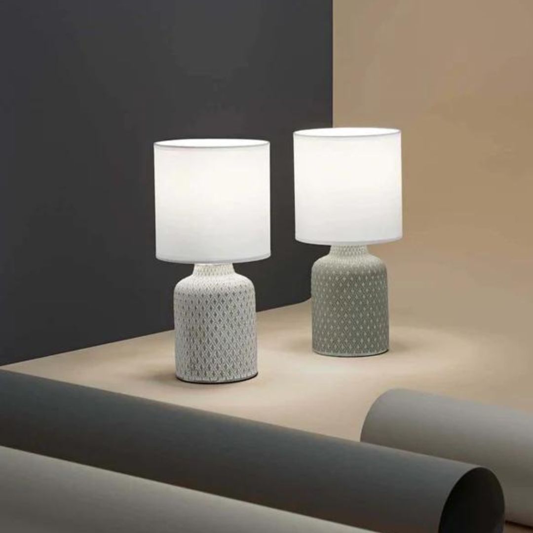 Lume da comodino in ceramica con paralume 1xE14 bianco o beige art PROVENZA 6694