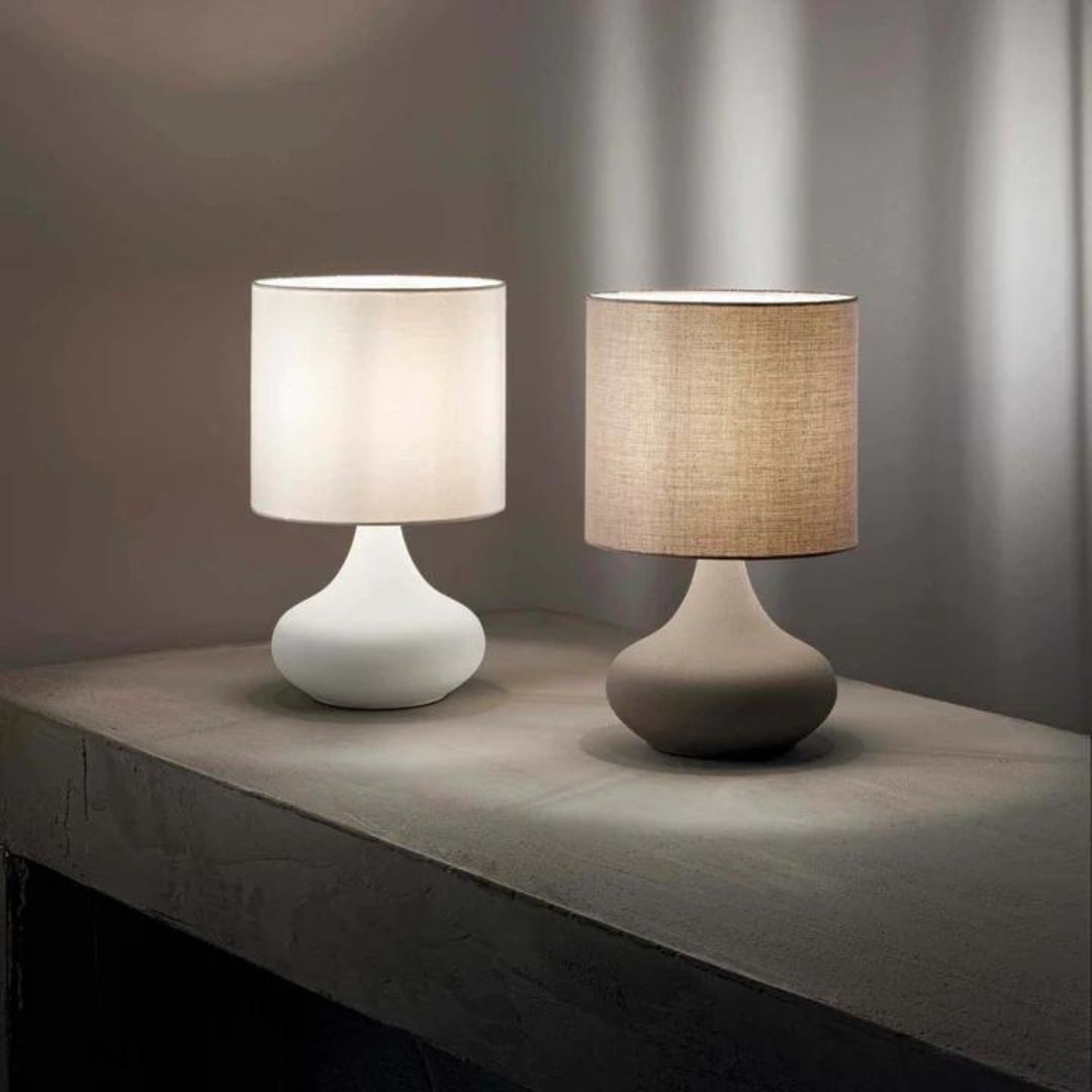 Lume in metallo con paralume in tessuto 1xE27 bianco o tortora art PAUL 6504