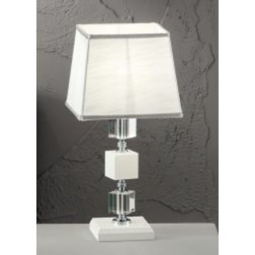 Lume in cristallo piccolo con paralume, 4 colorazioni: bianco, fumè, tortora e ottanio art LIVIA/LP