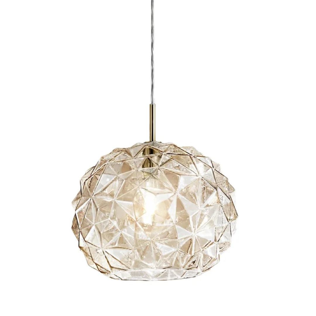 Sospensione moderna in vetro lavorato Ø35 in 3 colori art METEORA 6766