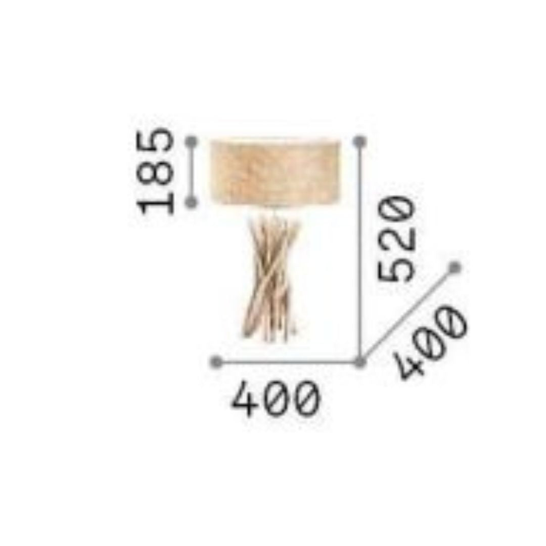 Lampada da tavolo in legno con rami e paralume in tessuto canvas art. DRIFTWOOD