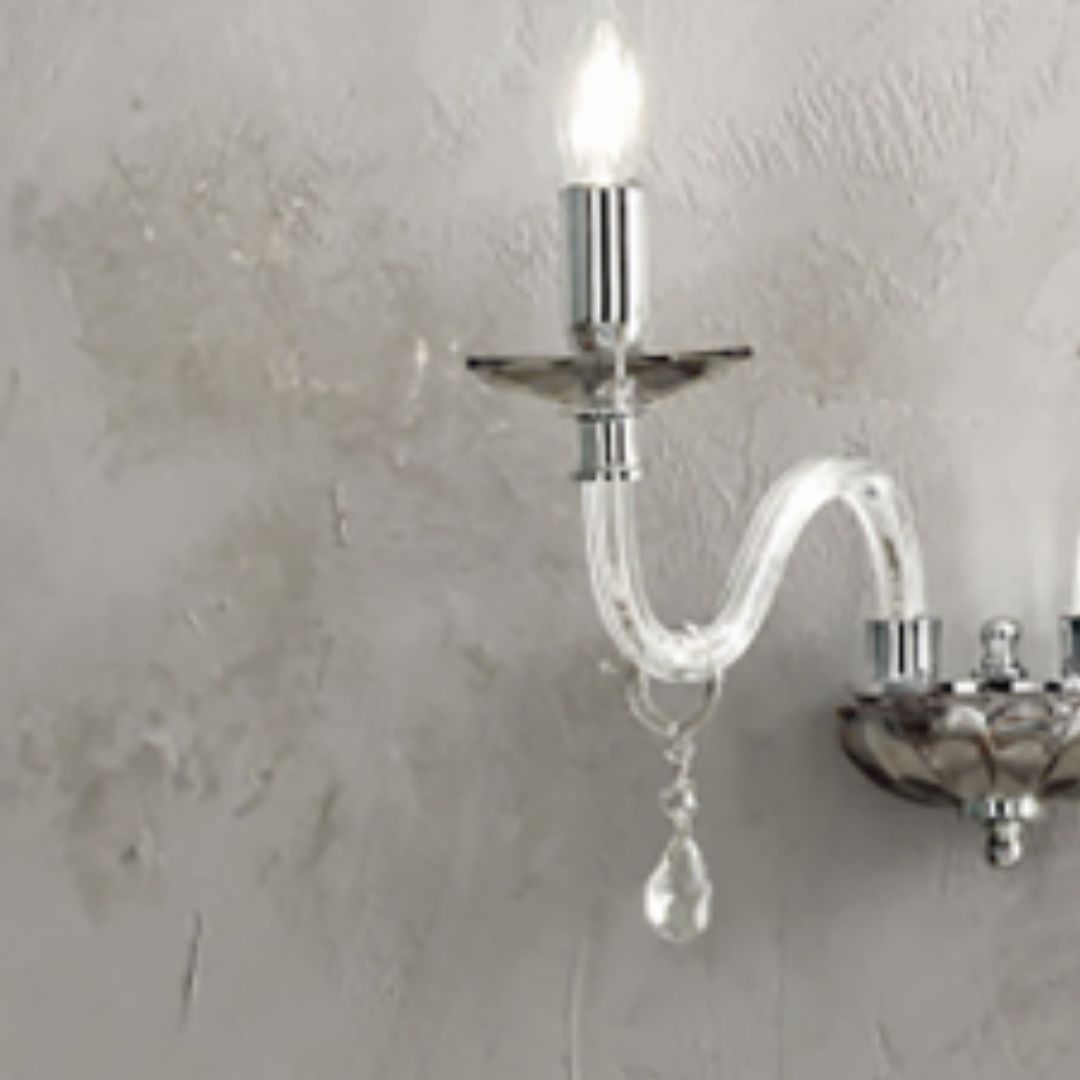 Applique una luce in cristallo 4 colorazioni: bianco, fumè, tortora e ottanio art LIVIA/AP1