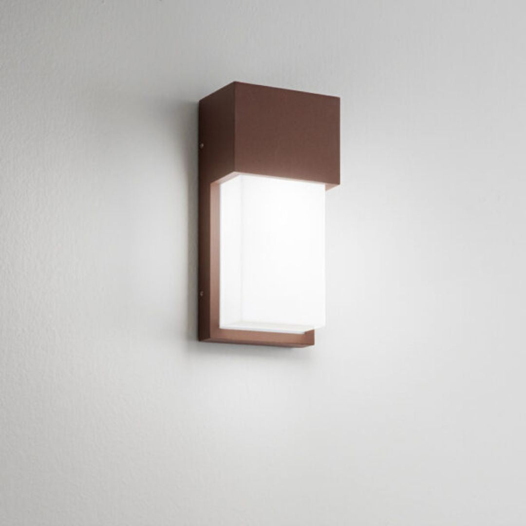 Applique da esterno squadrata luce diffusa 1xE27 bianco antracite o corten cod.922-923-924