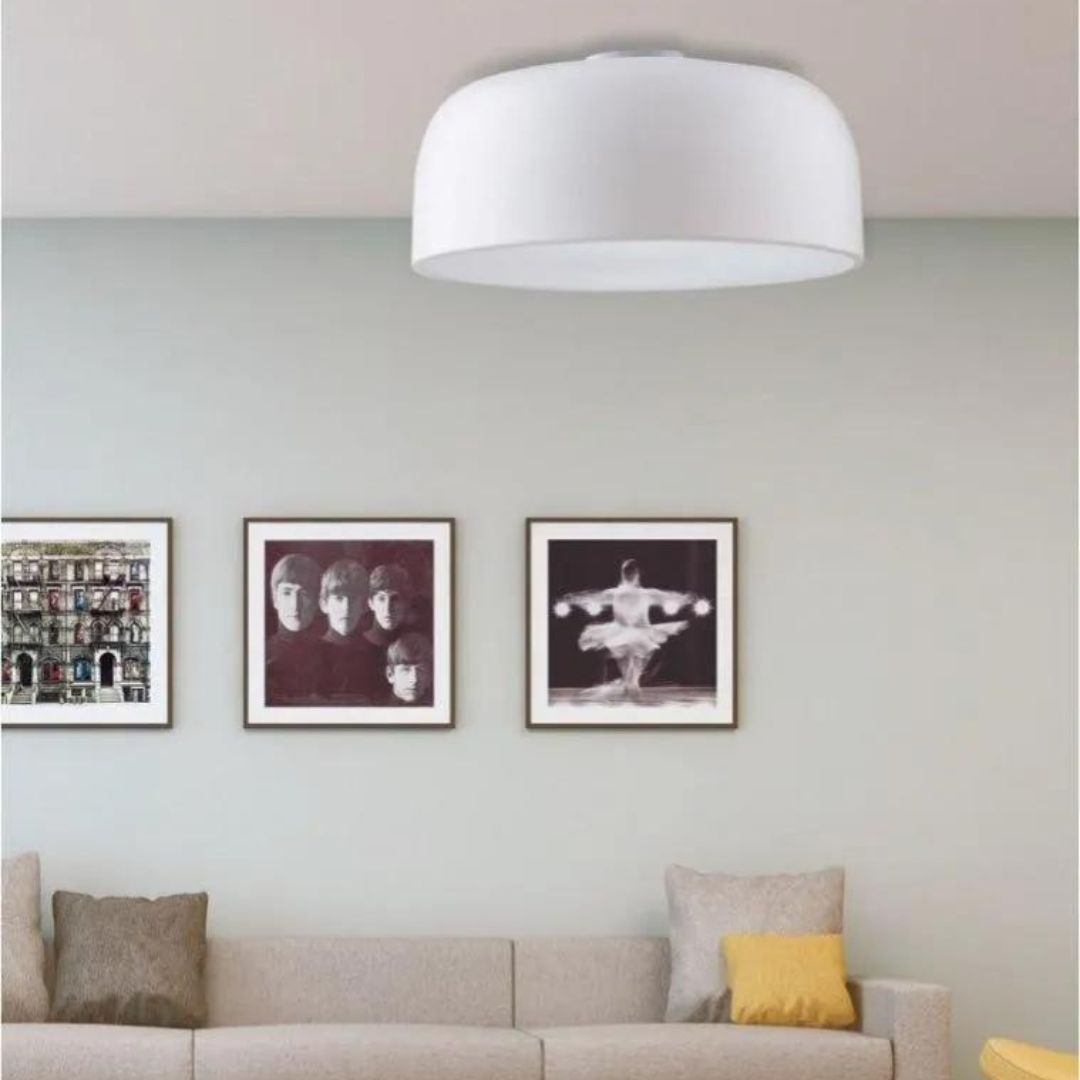 Plafoniera cupola Ø38cm in metallo 3 luci E27 colori bianco e corten art BISTROT PLAFONIERA