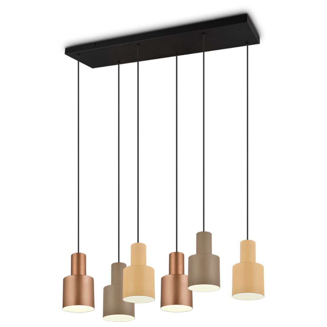 Sosp. su piastra tonda o rettangolare in metallo colori caldi - 3 misure - E27 art AGUDO SOSP