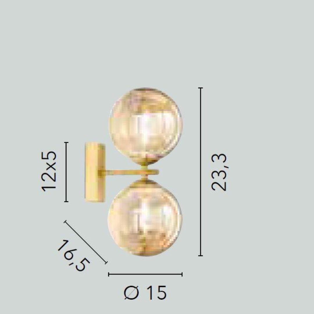 Applique 2 luci in metallo con sfere in vetro 2 colorazioni art HONEY-AP2