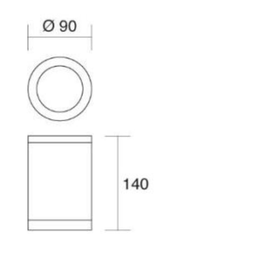 Plafoniera cilindro in plastica in ABS bianco o nero IP54 1xGU10 art 318-319