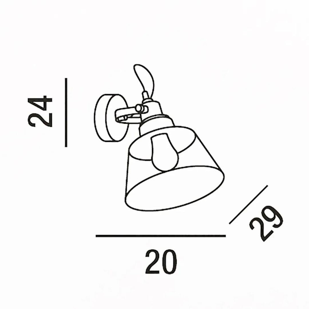 Applique in metallo e vetro 1 luce E27 disponibile in 2 colori ambra e fumè art VINTAGE 6842