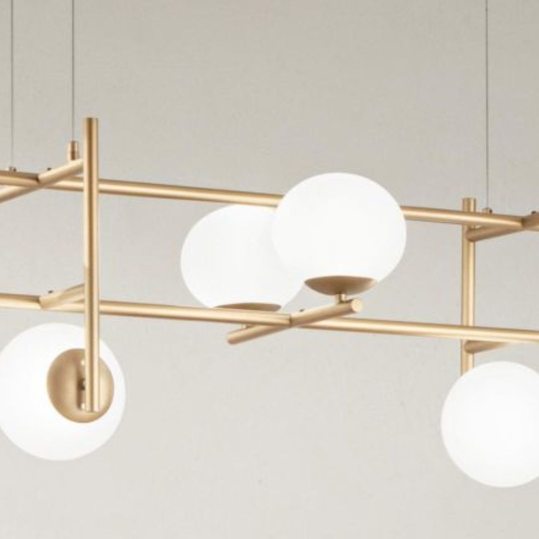 Sospensione in metallo 6 luci E14 con sfere in vetro art JEWEL S6