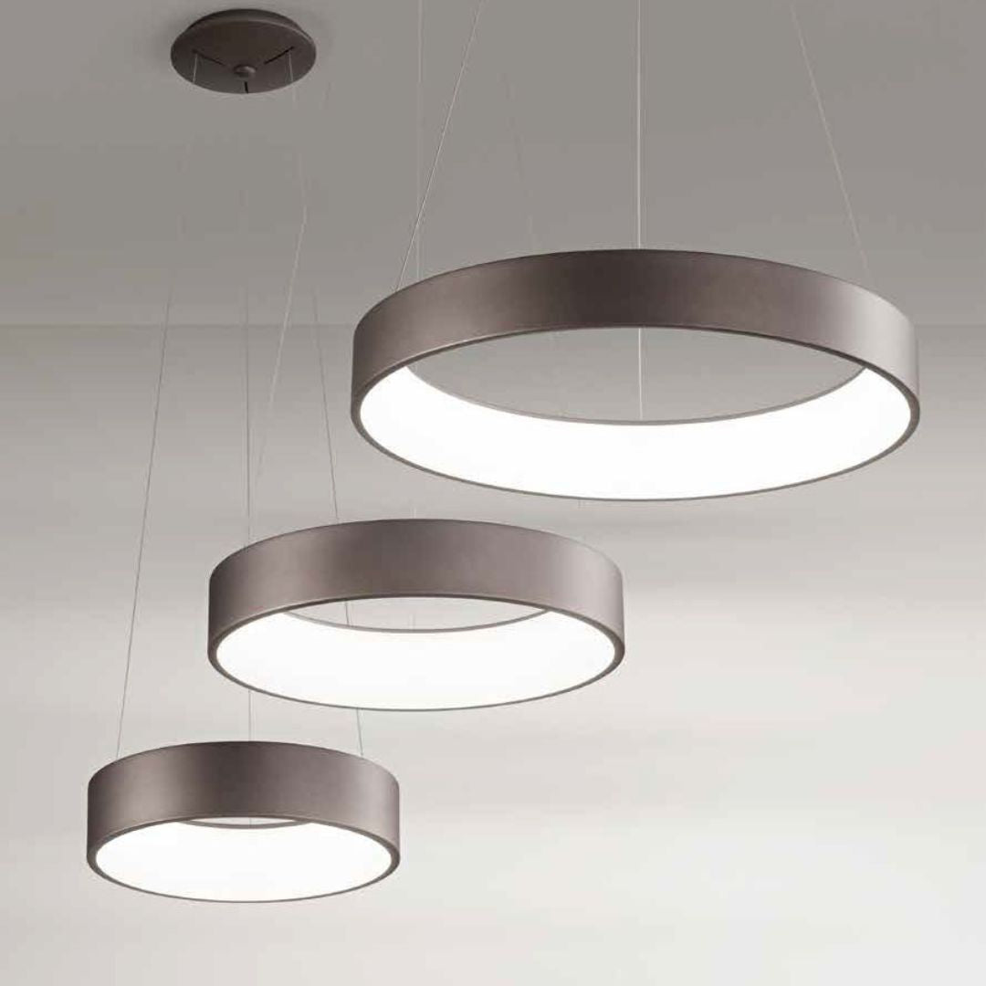 Sospensione moderna tonda Ø 80cm in metallo 5 colori led CCT art BAND S80