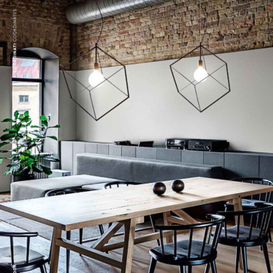 Sospensione cubo in metallo nero o oro art CUBE/P 6695