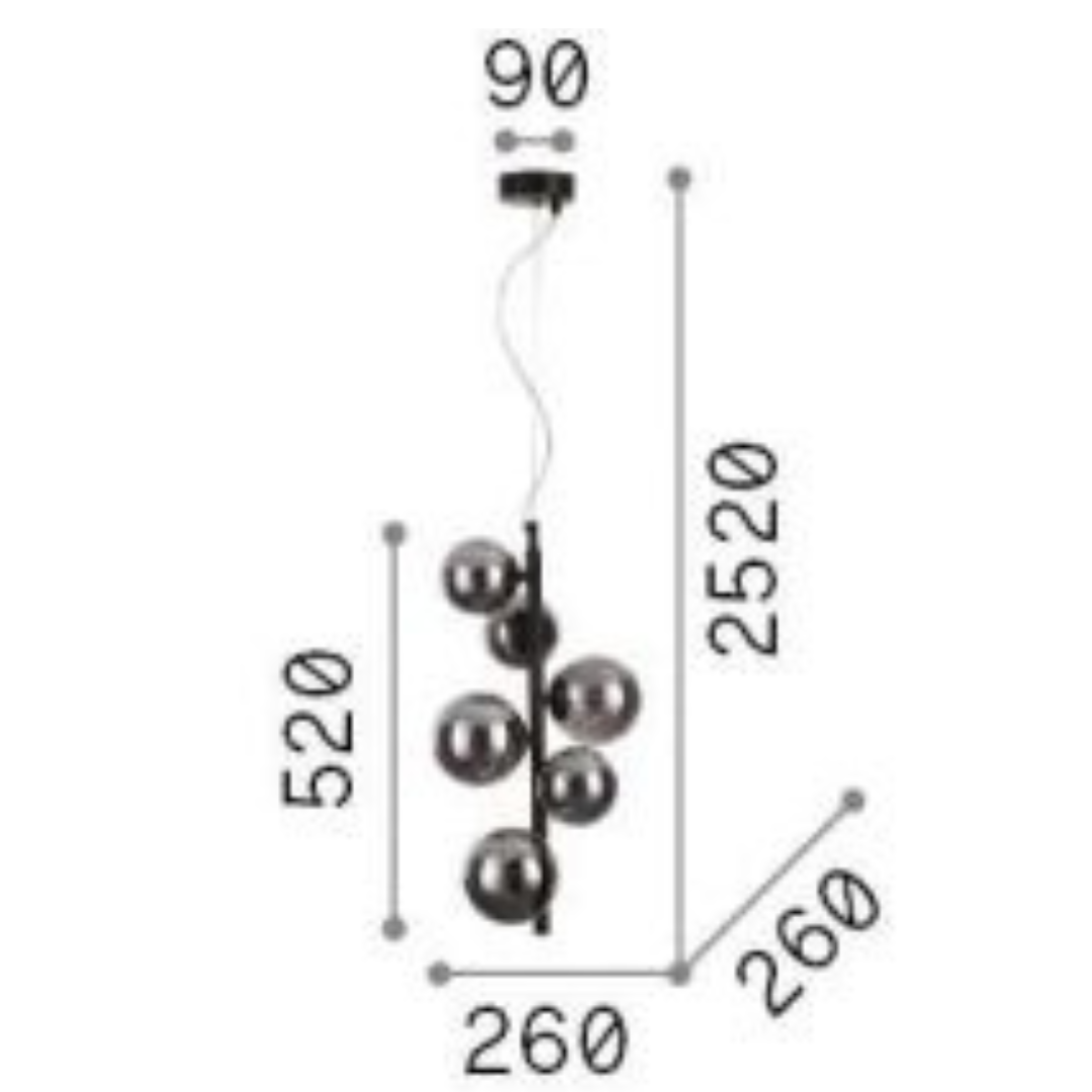 Sospensione in metallo con sfere in vetro Perlage-SP6