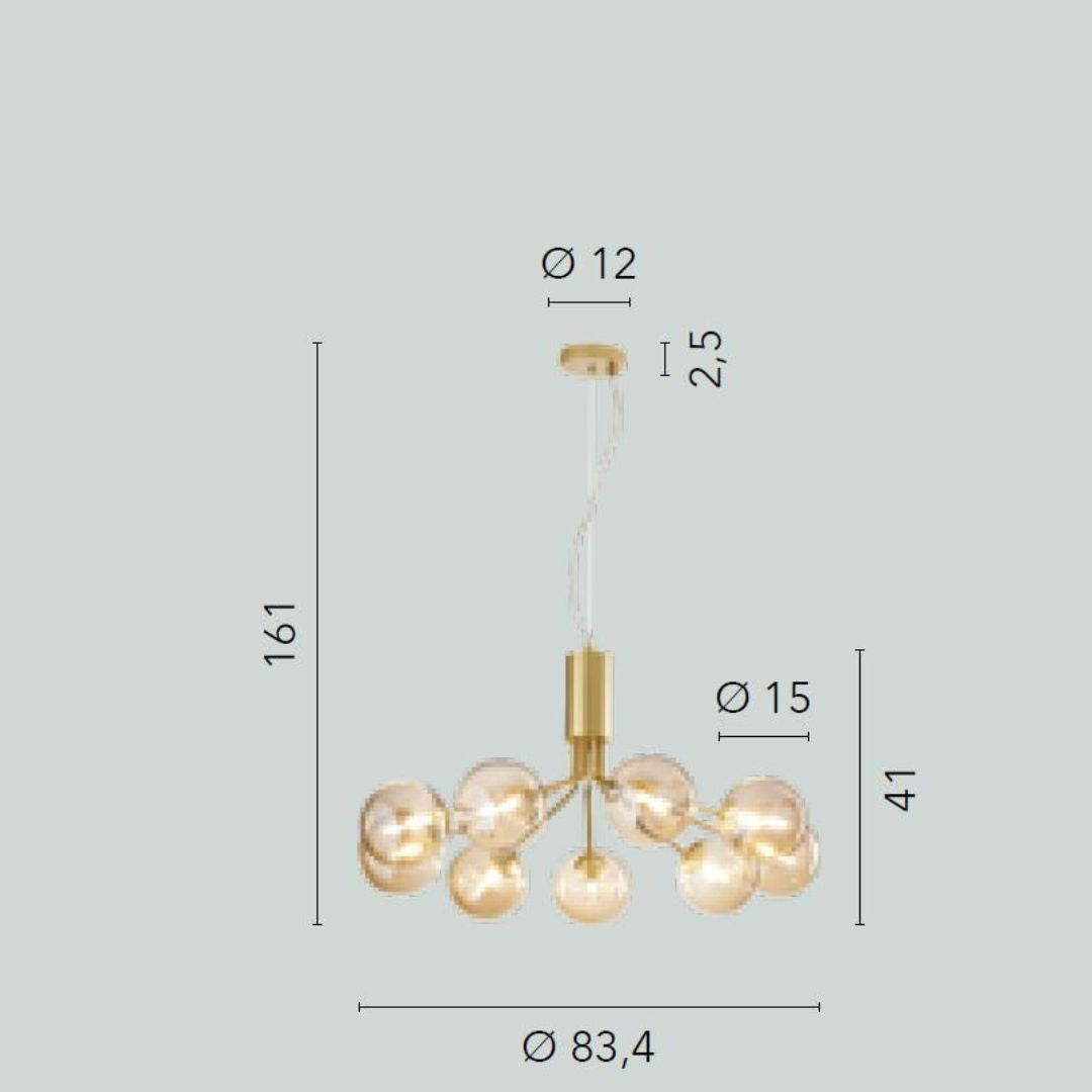 Sospensione in metallo con sfere in vetro 2 colorazioni art HONEY-S9