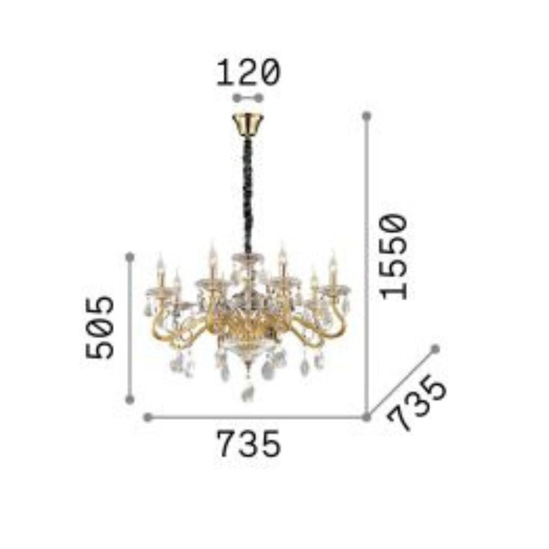 Lampadario in cristallo e metallo oro art NEGRESCO