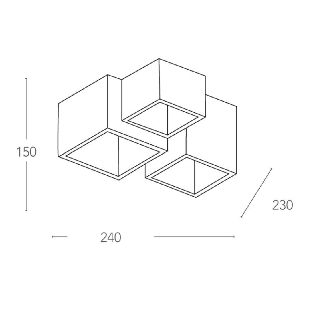 Plafoniera in gesso pitturabile 3 luci GU10 art FOSTER-PL3