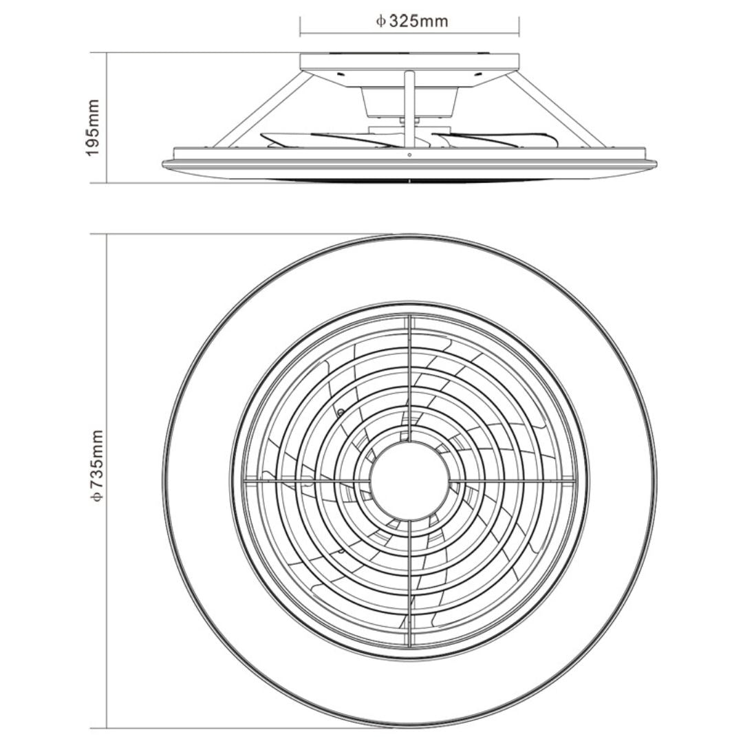 Plafoniera Ventilatore led 95w Ø73,5cm 3 colori, domotico art ALISIO XL 7490 7491 7492