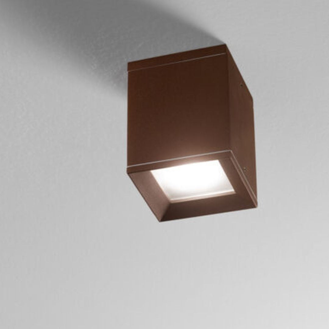 Plafoniera da esterno in alluminio squadrata bianco antracite corten e nero cod.930