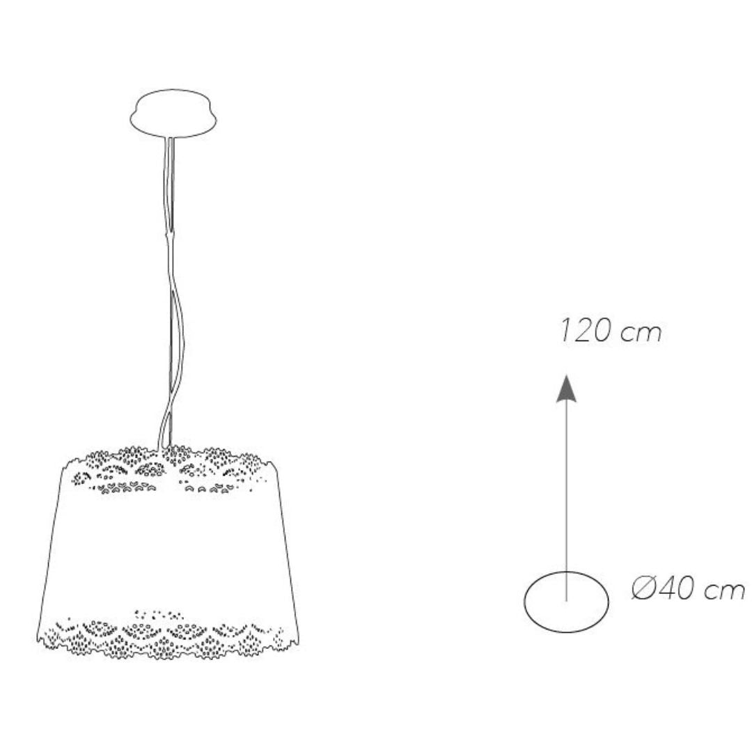 Sospensione in metallo bianco opaco Ø40 cm art CLUNY