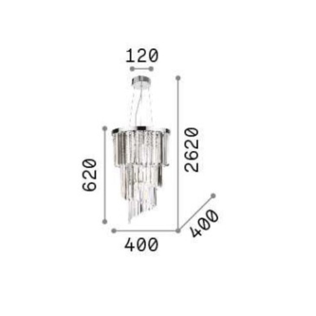 Sospensione in cristallo trasparente con montatura cromo o oro art CARLTON Sosp