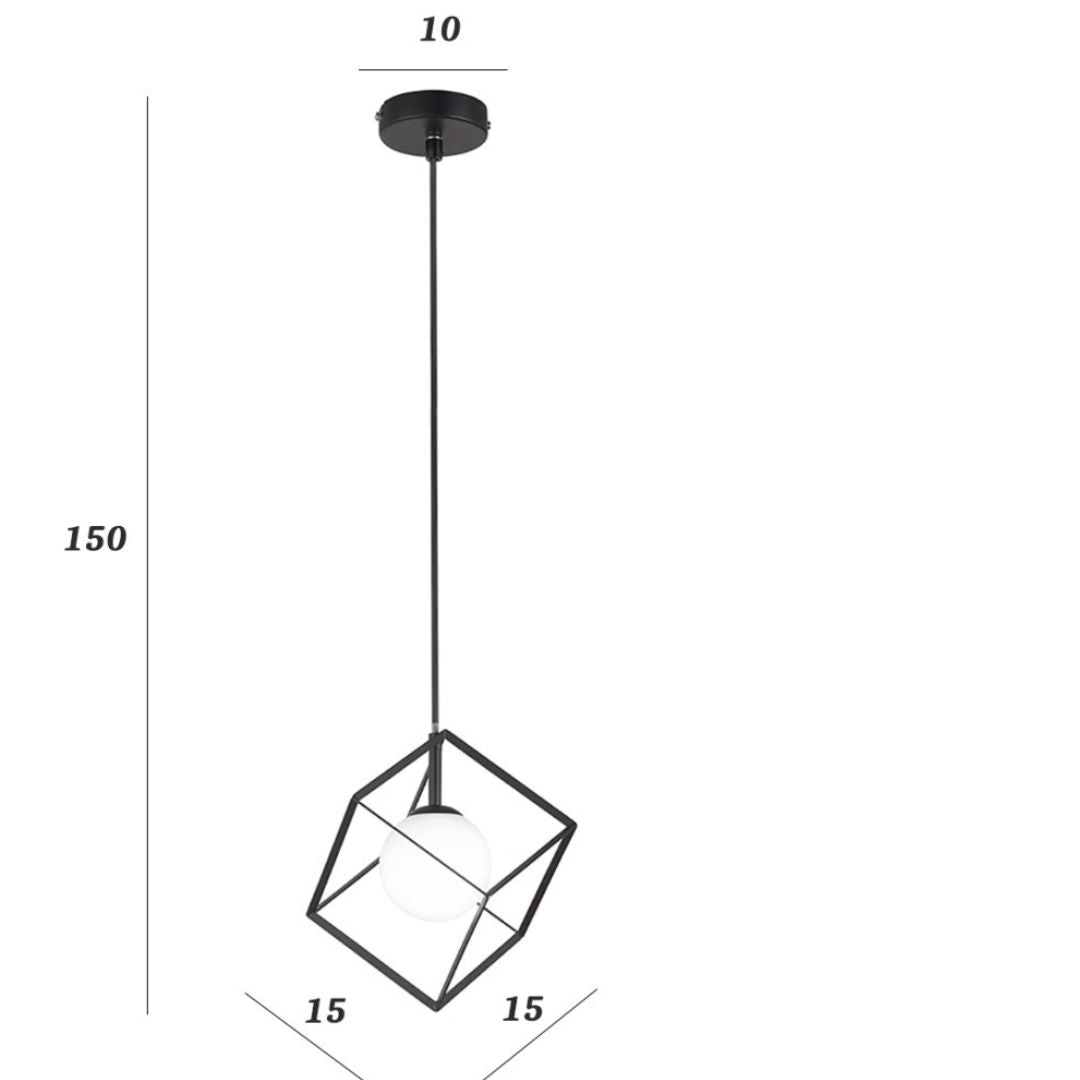 Sospensione cubo in metallo nero o oro art CUBE/P 6695