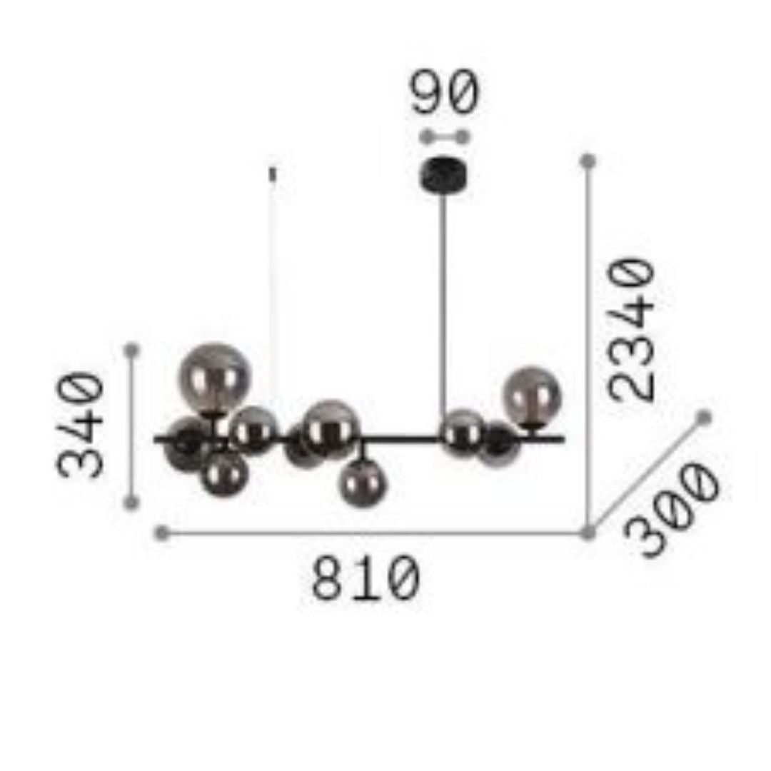 Sospensione lineare in metallo con sfere in vetro art Perlage SP10