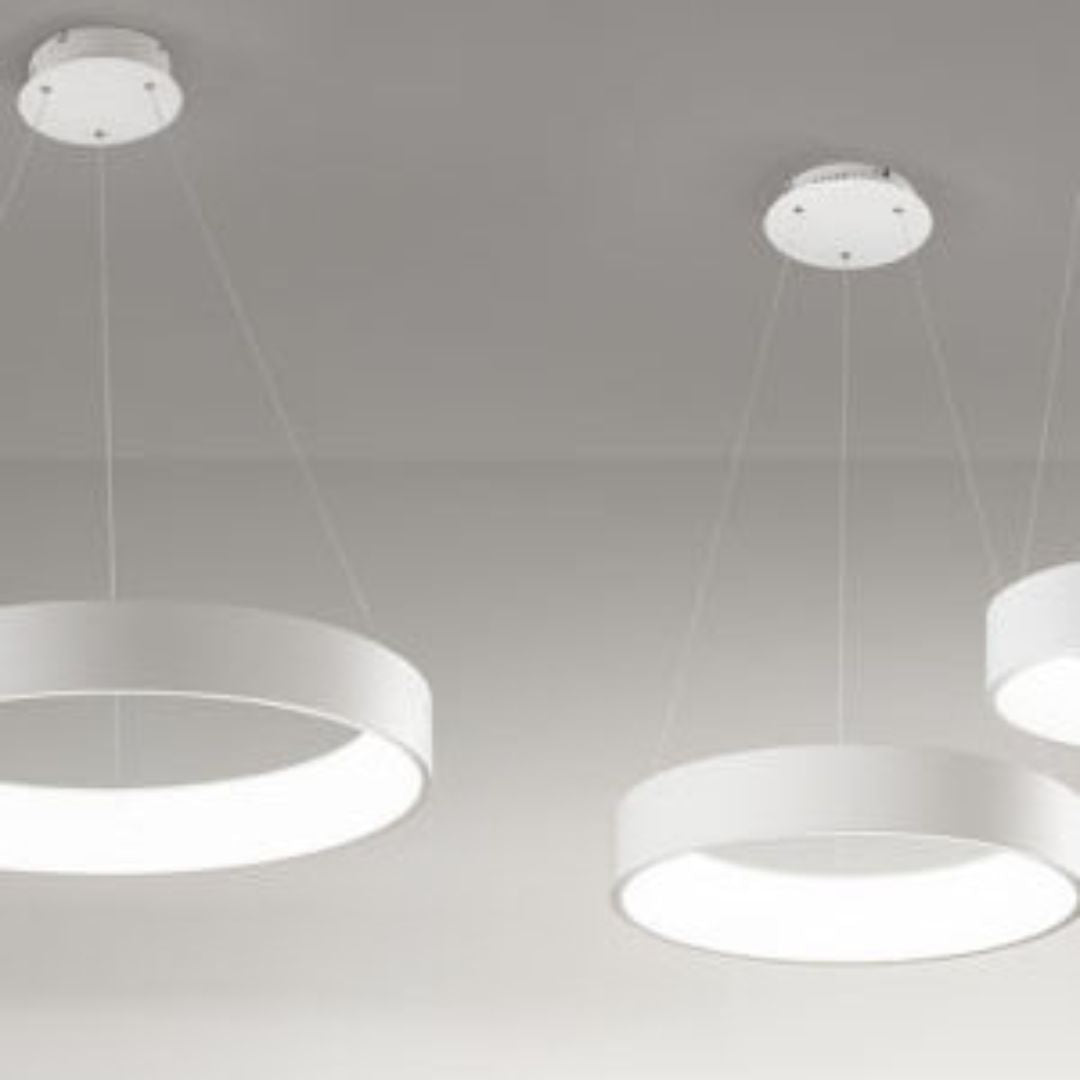 Sospensione moderna tonda Ø 80cm in metallo 5 colori led CCT art BAND S80