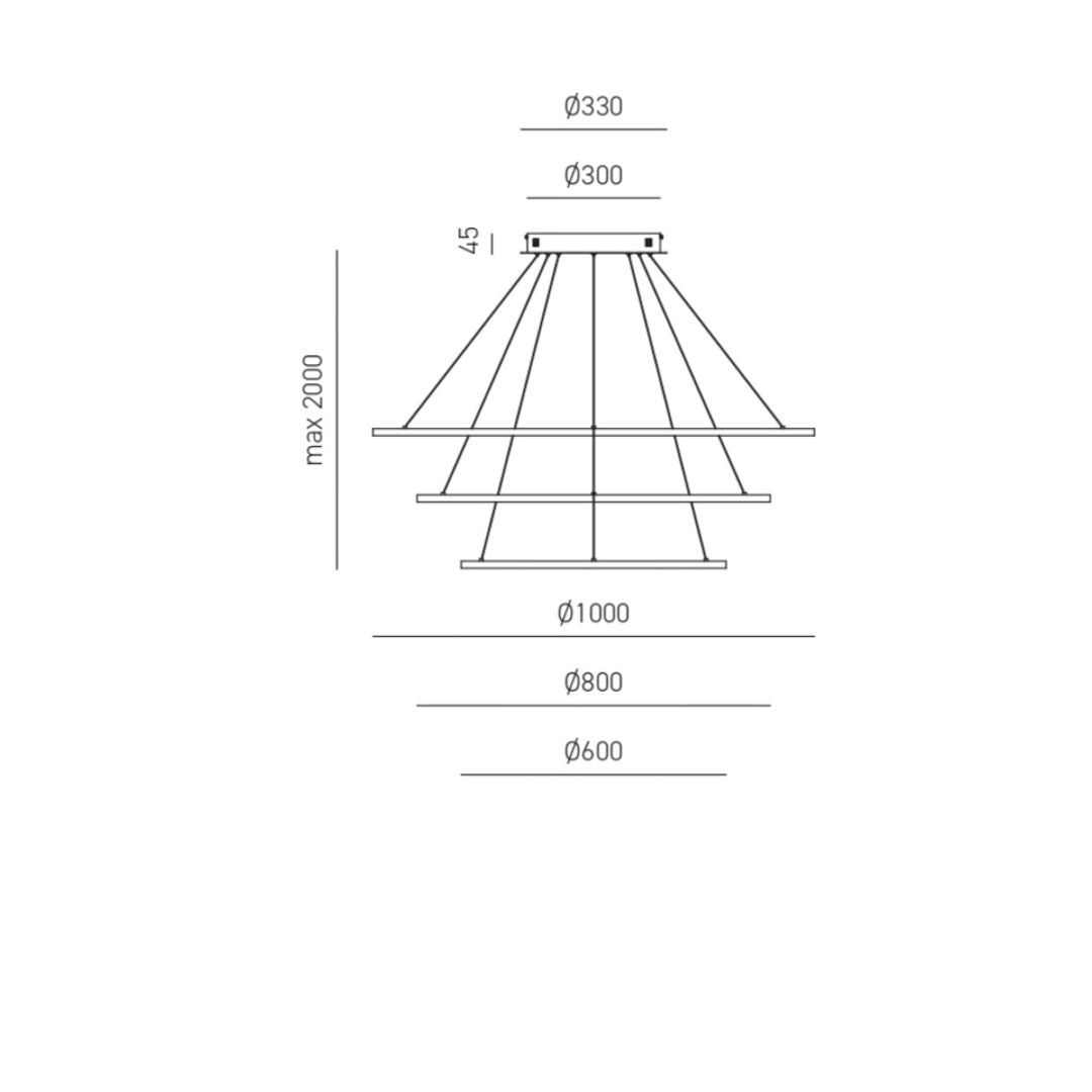 Sospensione anelli led bianco art ERIKA/S2 (Ø60+Ø80) ed art ERIKA/S3 (Ø60+Ø80+Ø100)