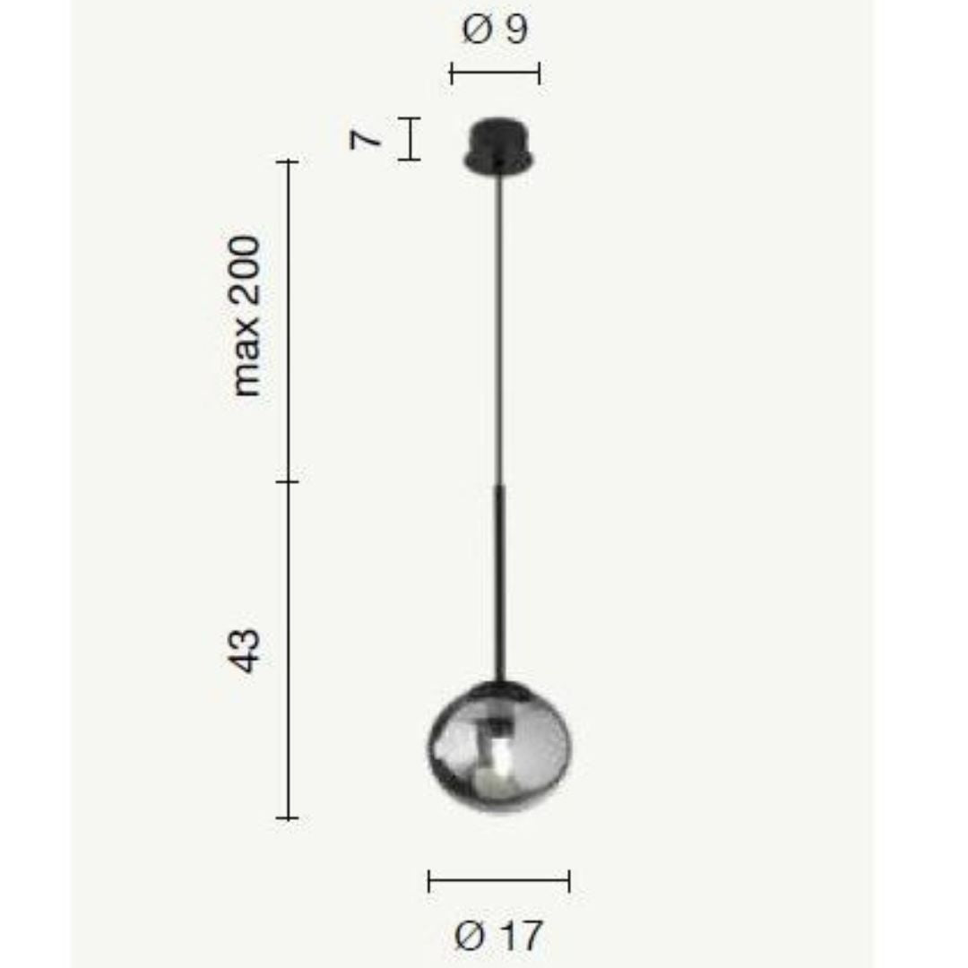 Sospensione sferetta in vetro montatura in metallo JEWEL S1