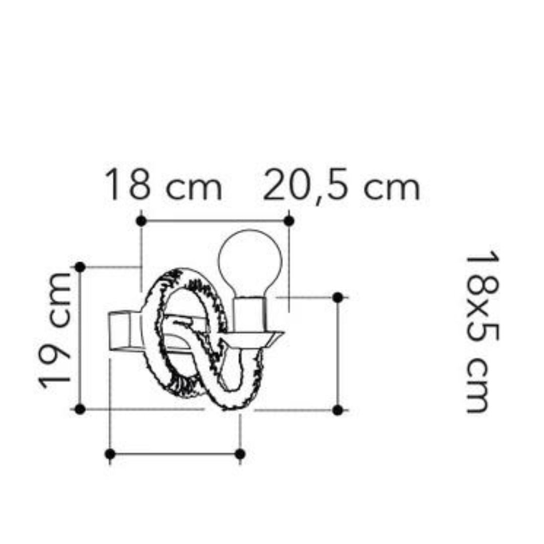 Applique stile industrial in metallo e corda di canapa 1xE27 art ROPE-AP1