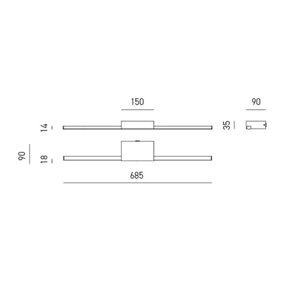 Applique lineare led da specchio o da quadro art ONE GAP490C - GAP491C - GAP492C - GAP493C