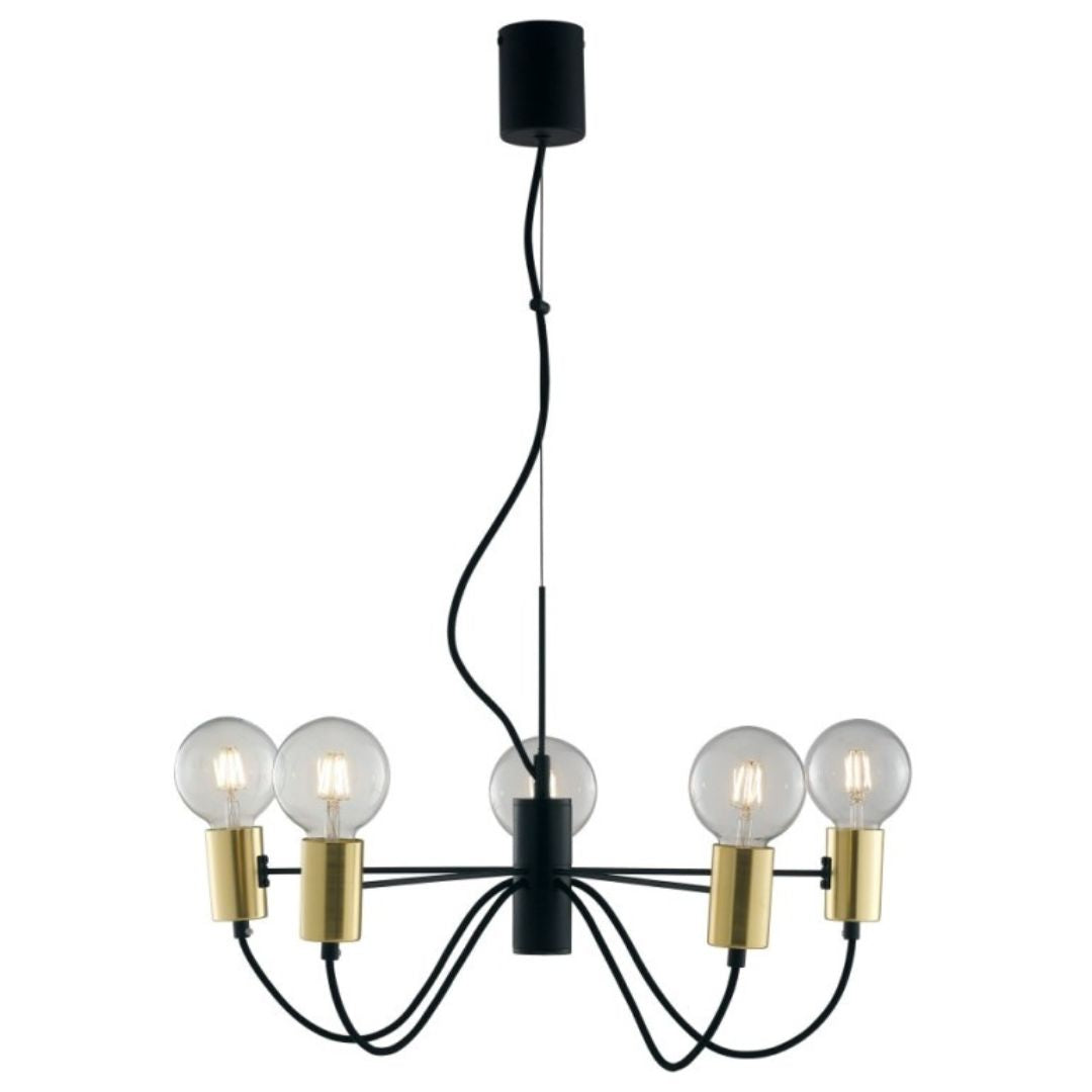 Sospensione in metallo nero e oro stile industrial minimal art AXON-S8 e AXON-S5