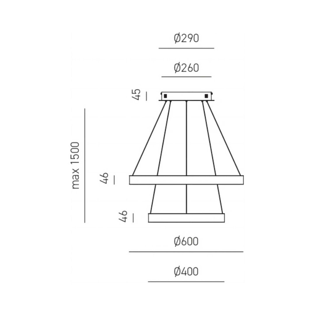 Sospensione moderna due anelli in metallo Ø 40+Ø60cm led art CRISEIDE S/2P