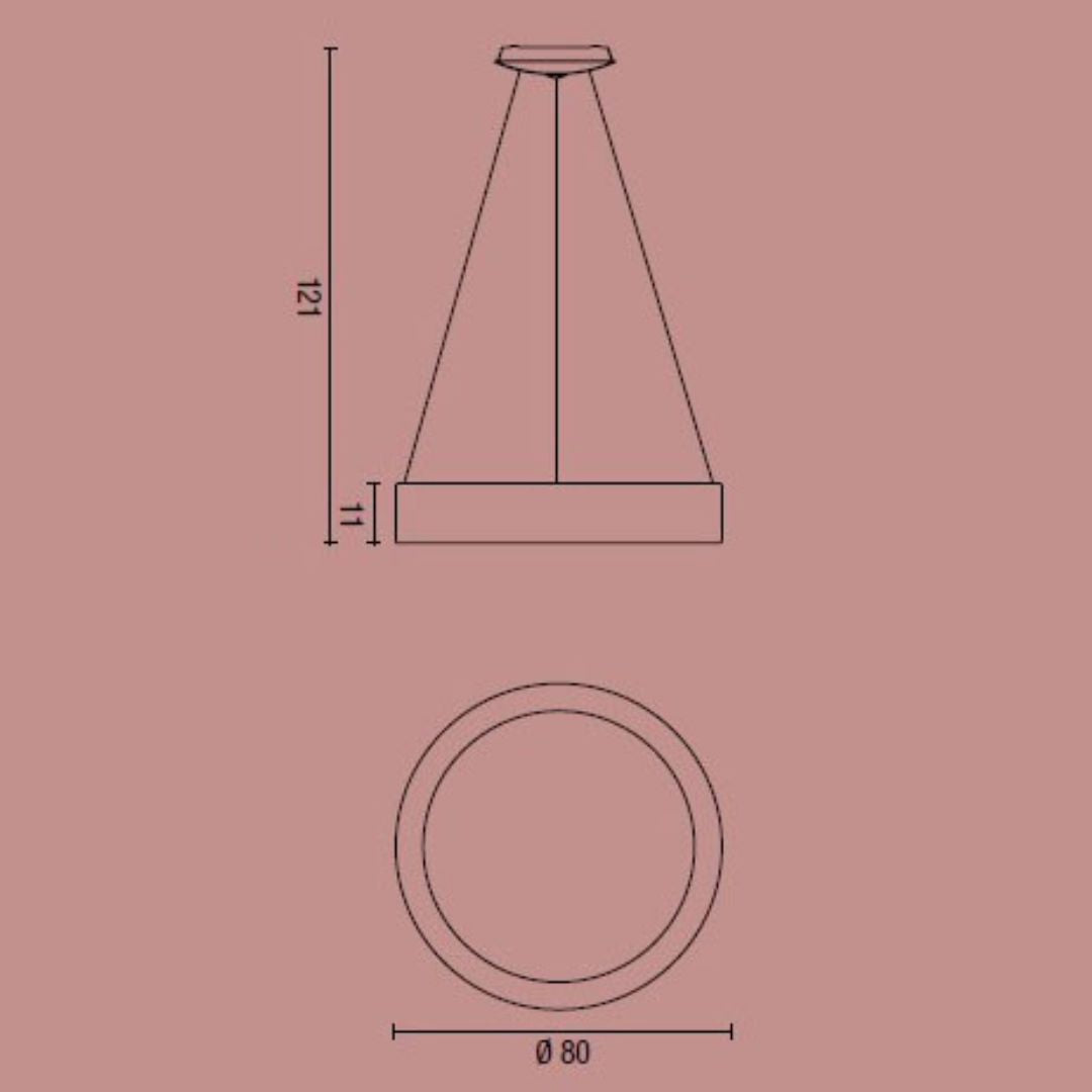 Sospensione moderna tonda Ø 80cm in metallo 5 colori led CCT art BAND S80