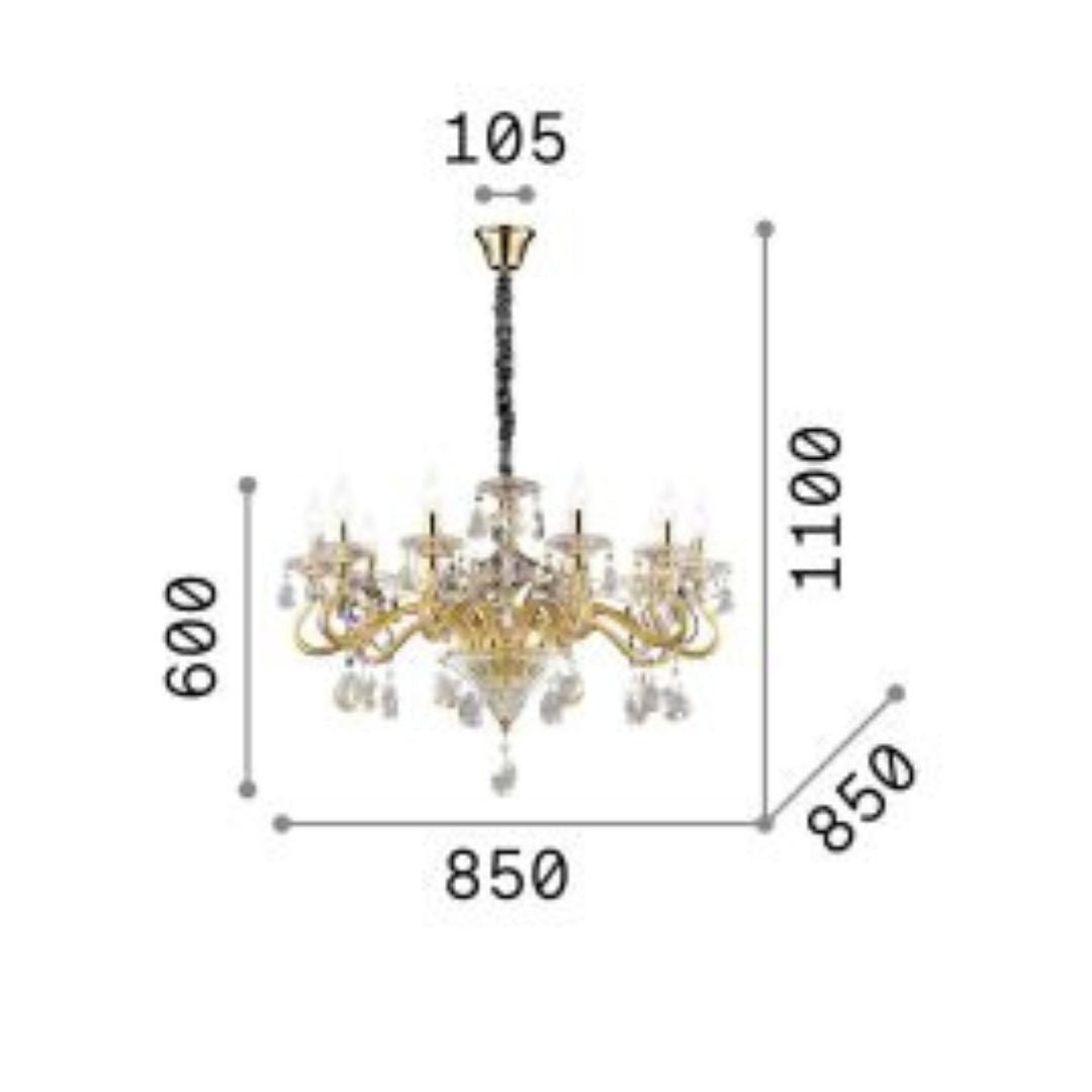 Lampadario in cristallo e metallo oro art NEGRESCO
