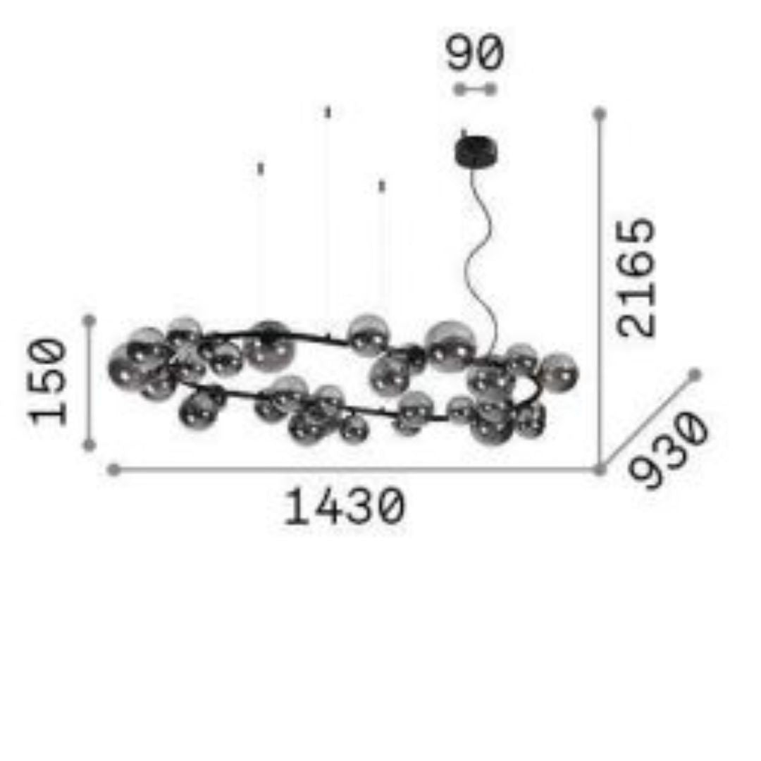 Sospensione ad anello in metallo con sfere in vetro art Perlage sp30