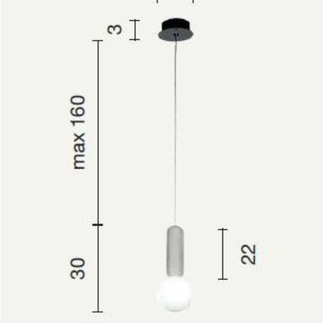 Sospensione in cemento e sferetta in vetro bianco art ROCK S1