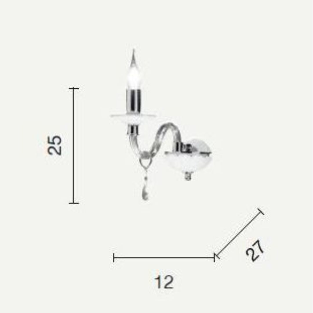 Applique una luce in cristallo 4 colorazioni: bianco, fumè, tortora e ottanio art LIVIA/AP1