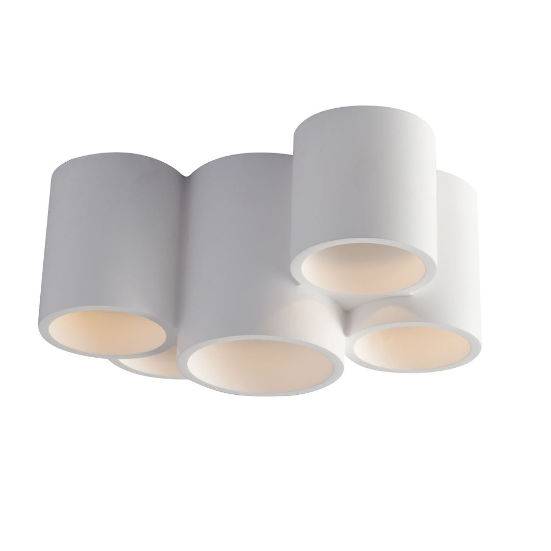 Plafoniera moderna 5 luci in gesso pitturabile art BANJIE-PL5