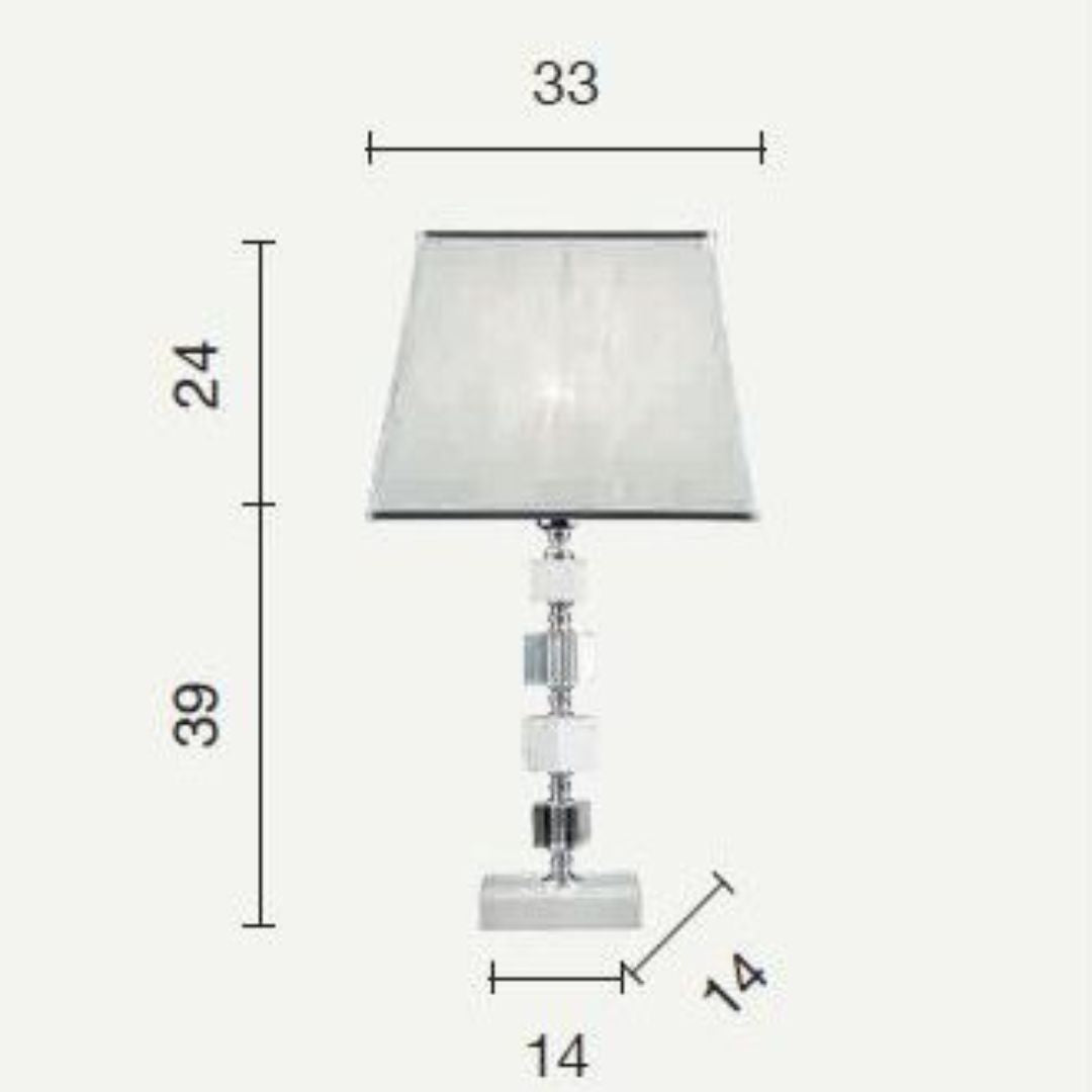 Lume in cristallo grande con paralume, 4 colorazioni: bianco, fumè, tortora e ottanio art LIVIA/LG