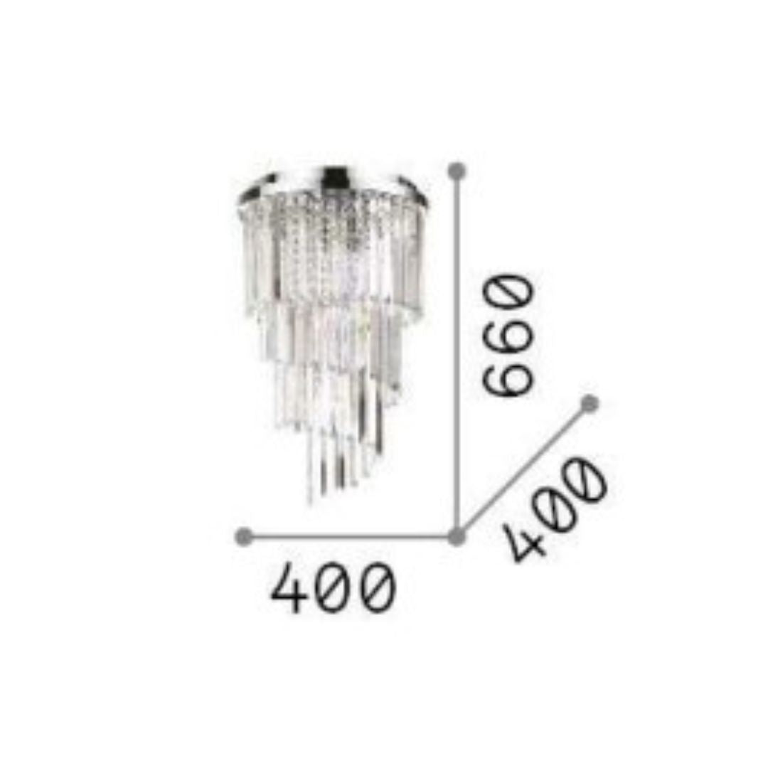 Plafoniera in cristallo trasparente con montatura cromo o oro art CARLTON