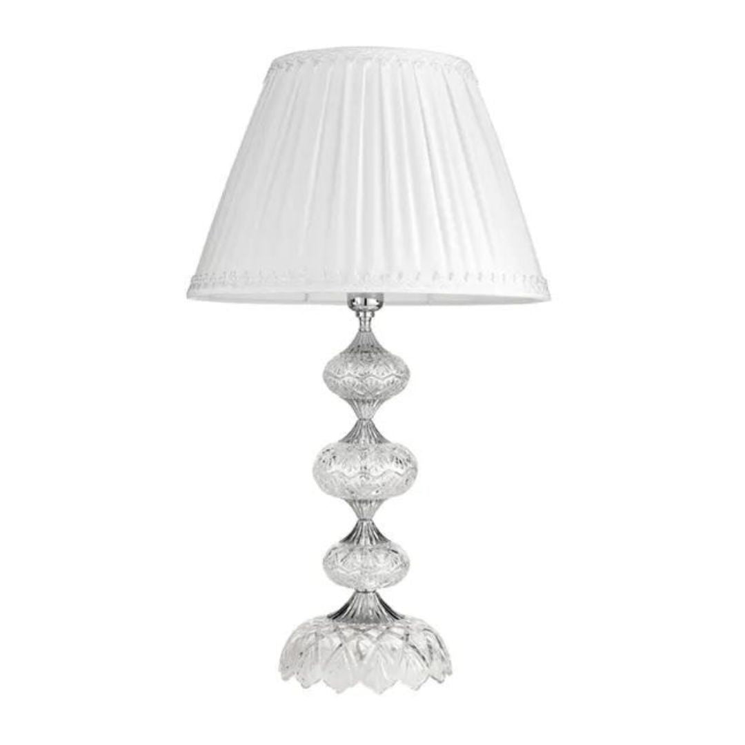 Lume in cristallo trasparente con parti metalliche oro o cromo con paralume art DALLAS/LG con paralume