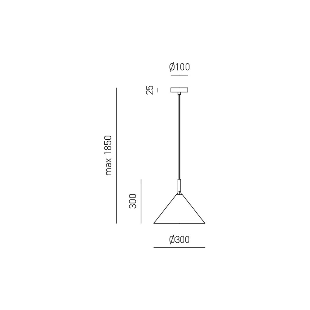 Sospensione cono in metallo E27 con 4 finiture e 2 misure Ø30 e Ø40 art BARBIE