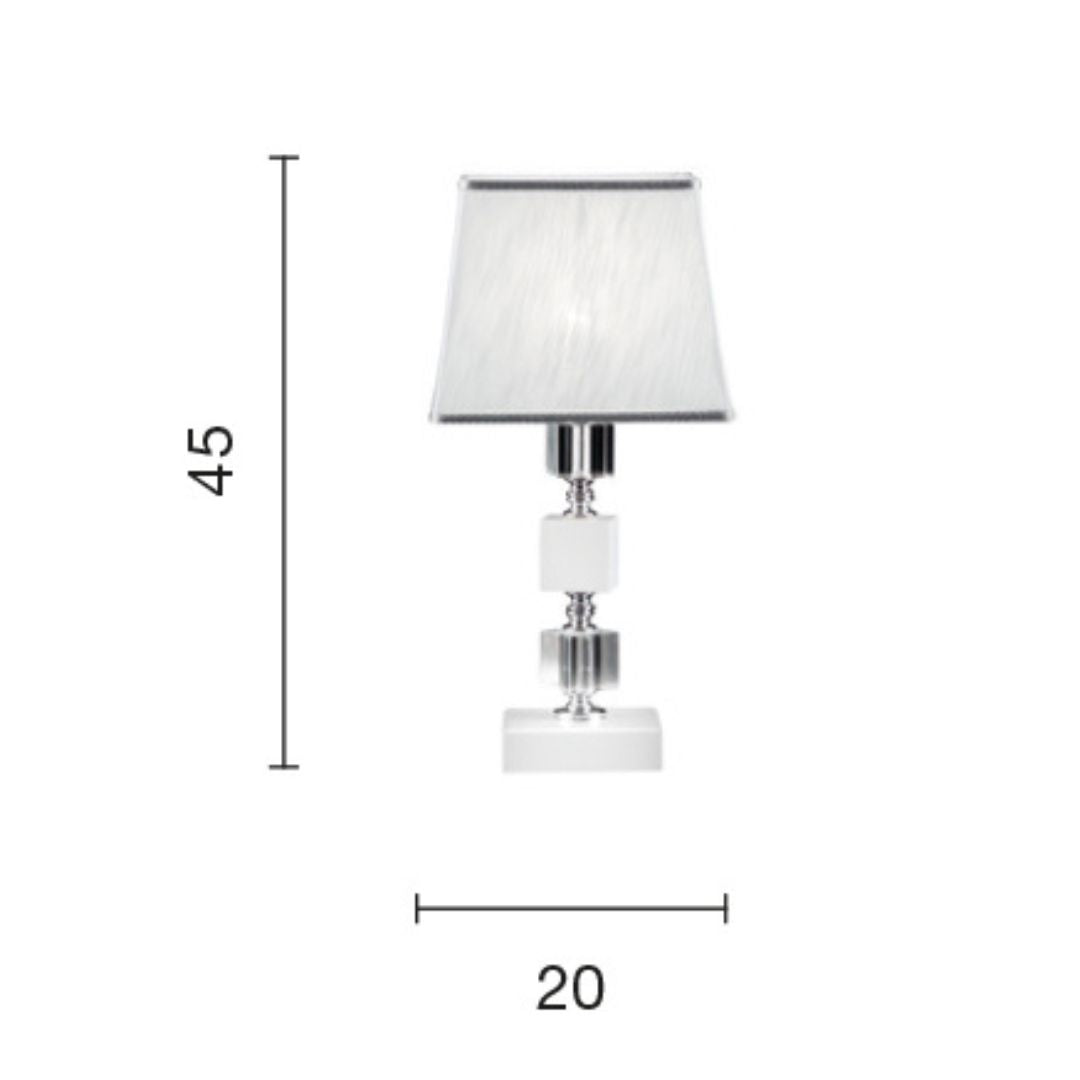 Lume in cristallo piccolo con paralume, 4 colorazioni: bianco, fumè, tortora e ottanio art LIVIA/LP