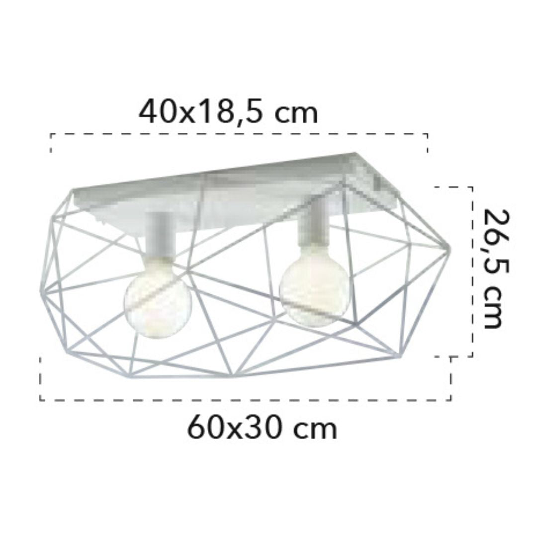 Plafoniera industrial in metallo 2 luci E27 colore bianco o nero/oro art ABRAXAS-PL2