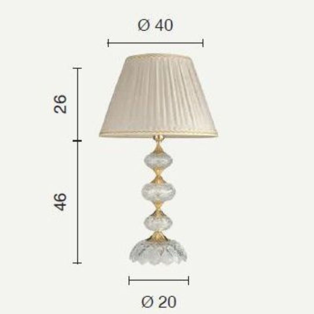 Lume in cristallo trasparente con parti metalliche oro o cromo con paralume art DALLAS/LG con paralume